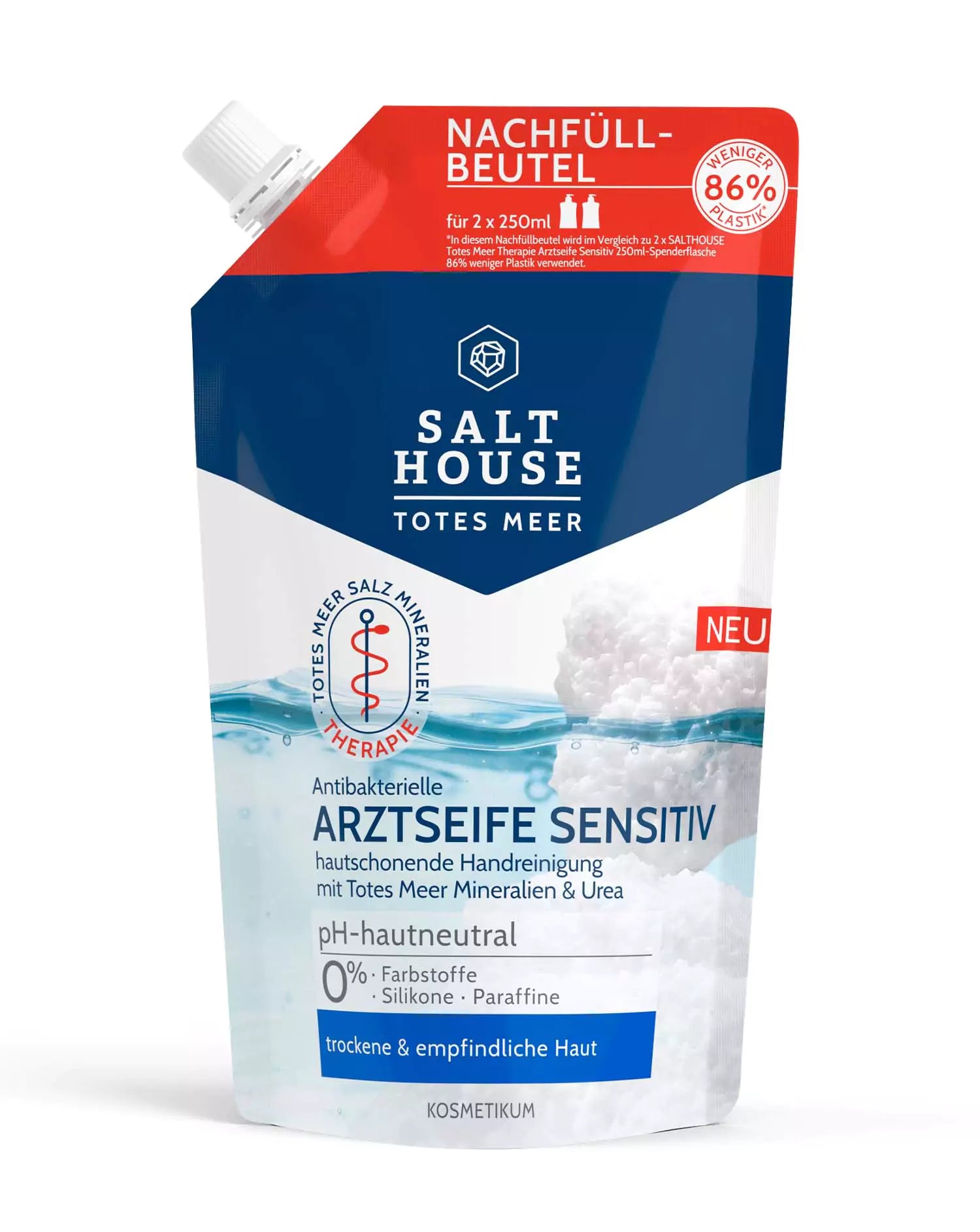 SALTHOUSE® Original Totes Meer Therapie | Arzteseife sensitive | Nachfüllbeutel | 500 ml
