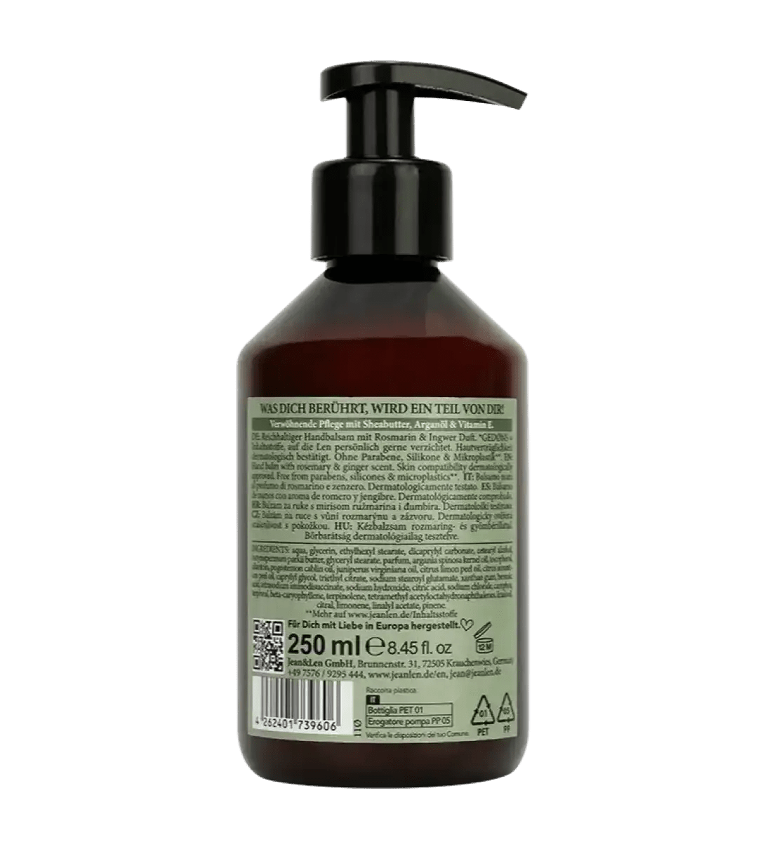 Jean & Len® | Hand Balm | Rosemary/Ginger | 250ml