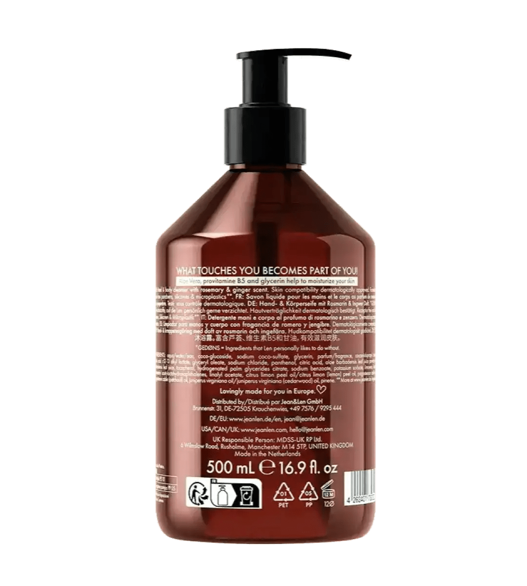 Jean & Len® | Hand & Body Cleanser | Rosemary/Ginger | 500ml