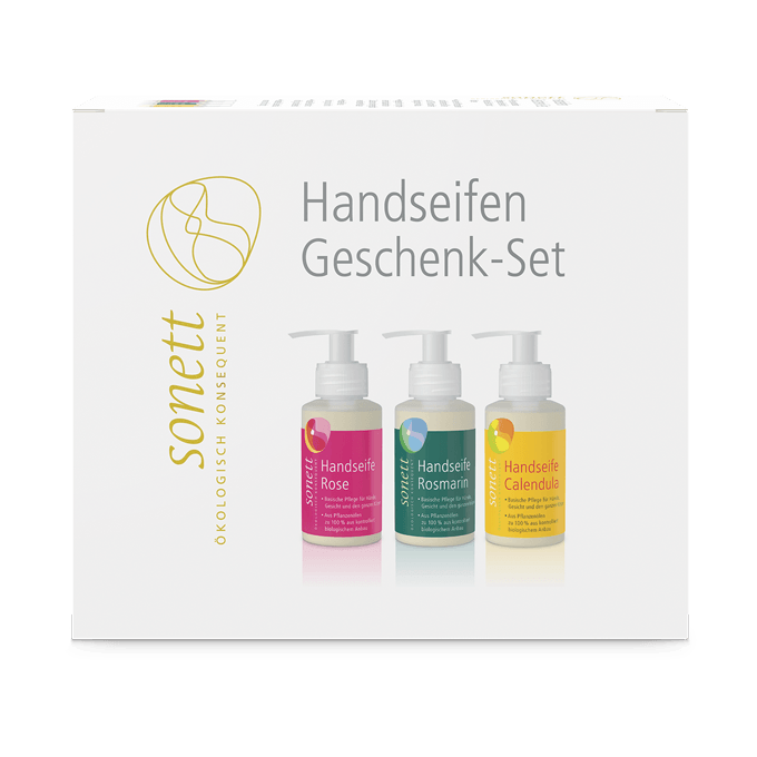 Sonett® | Handseifen Geschenk-Set | Rose, Rosmarin und Calendula | 3x110ml