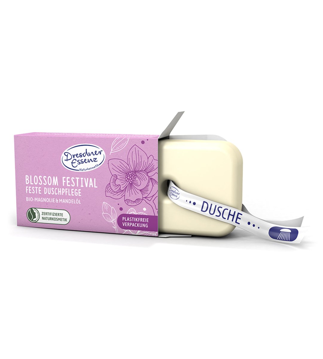 Dresdner Essenz® | BLOSSOM FESTIVAL | Feste Duschpflege | Bio-Magnolie & Mandelöl | 100 g