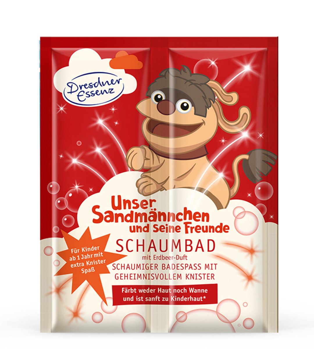 Dresdner Essenz® | Schaumbad | Moppi mit Knister | mit Erdbeer Duft | 30ml + 15g