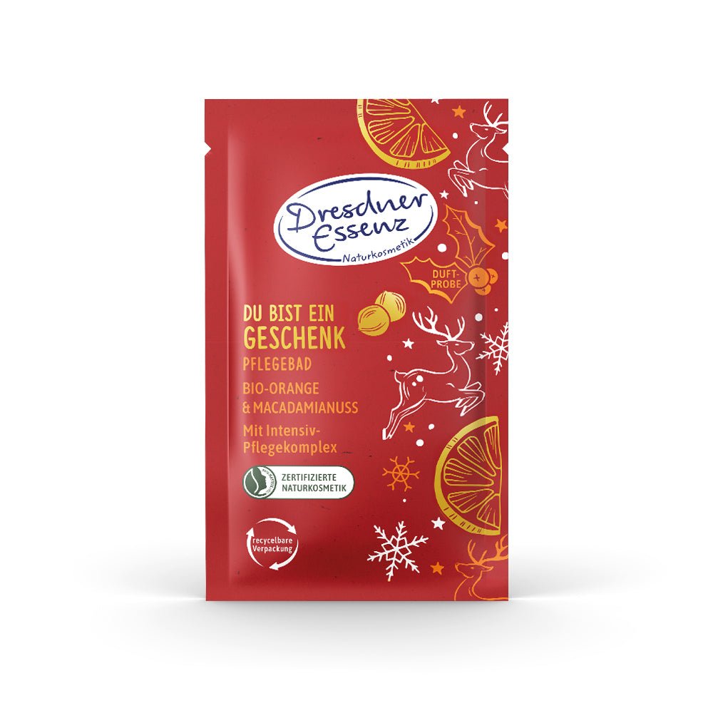 Dresdner Essenz® | Pflegebad | "Du bist ein Geschenk" | Bio-Orange & Macadamianuss | 60 g