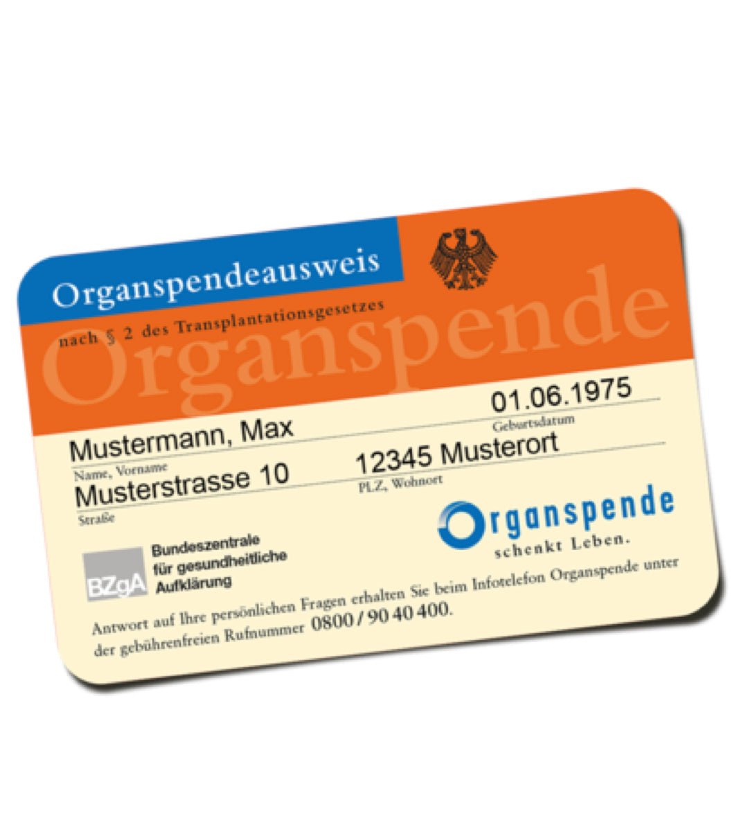 Organspendeausweis als Plastikkarte