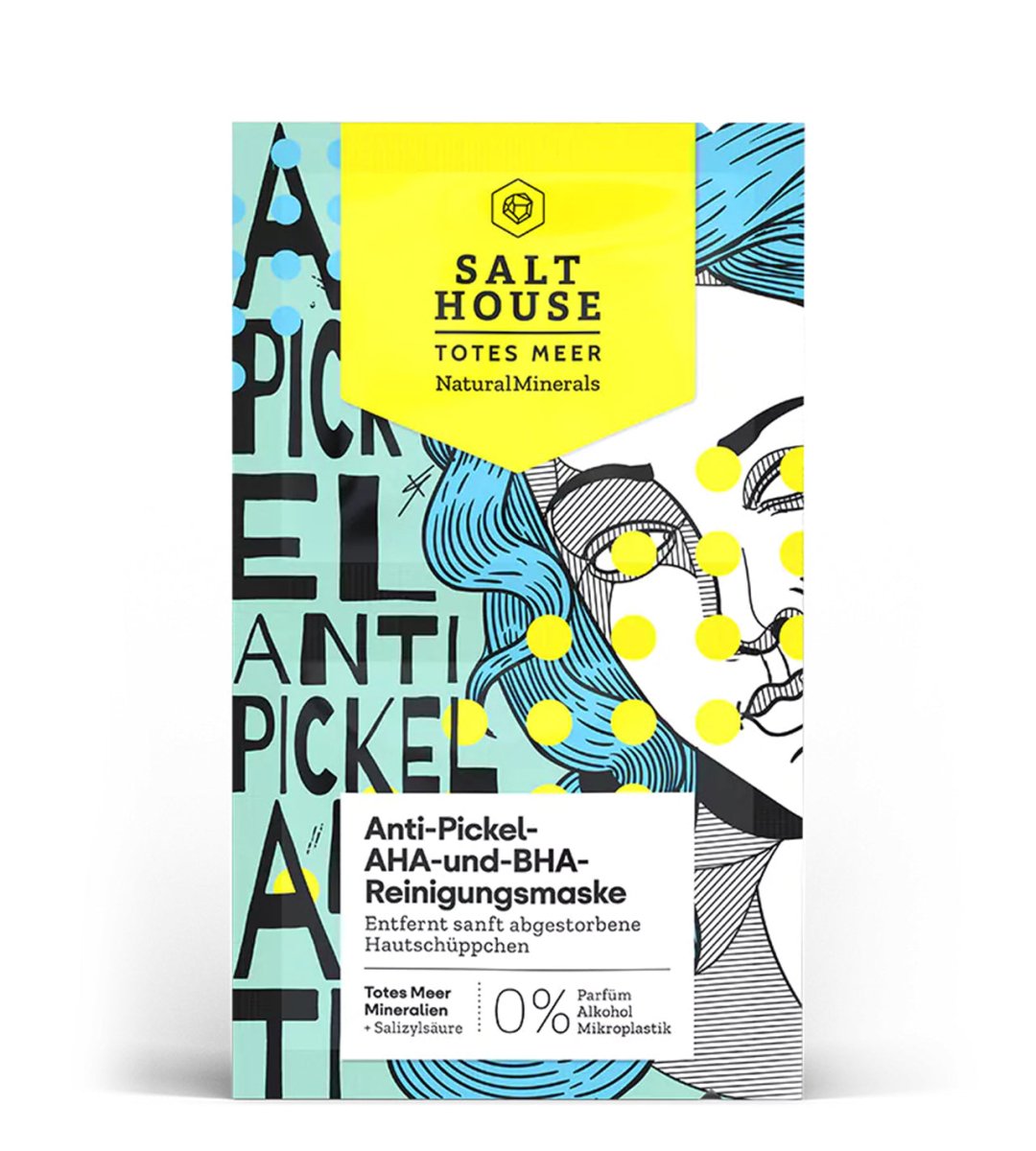 SALTHOUSE® Totes Meer Natural Minerals | Anti-Pickel AHA- und BHA-Reinigungsmaske | 2x6 ml