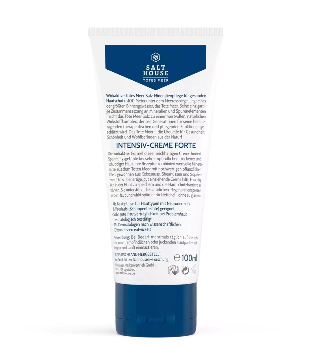Salthouse TotesMeer-Salz-Therapie Intensiv-Creme-Forte Rückseite Tube 100ml
