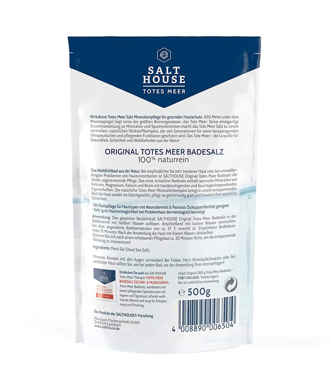 SALTHOUSE® Original Totes Meer Therapie | Badesalz PUR | vegan | 500g