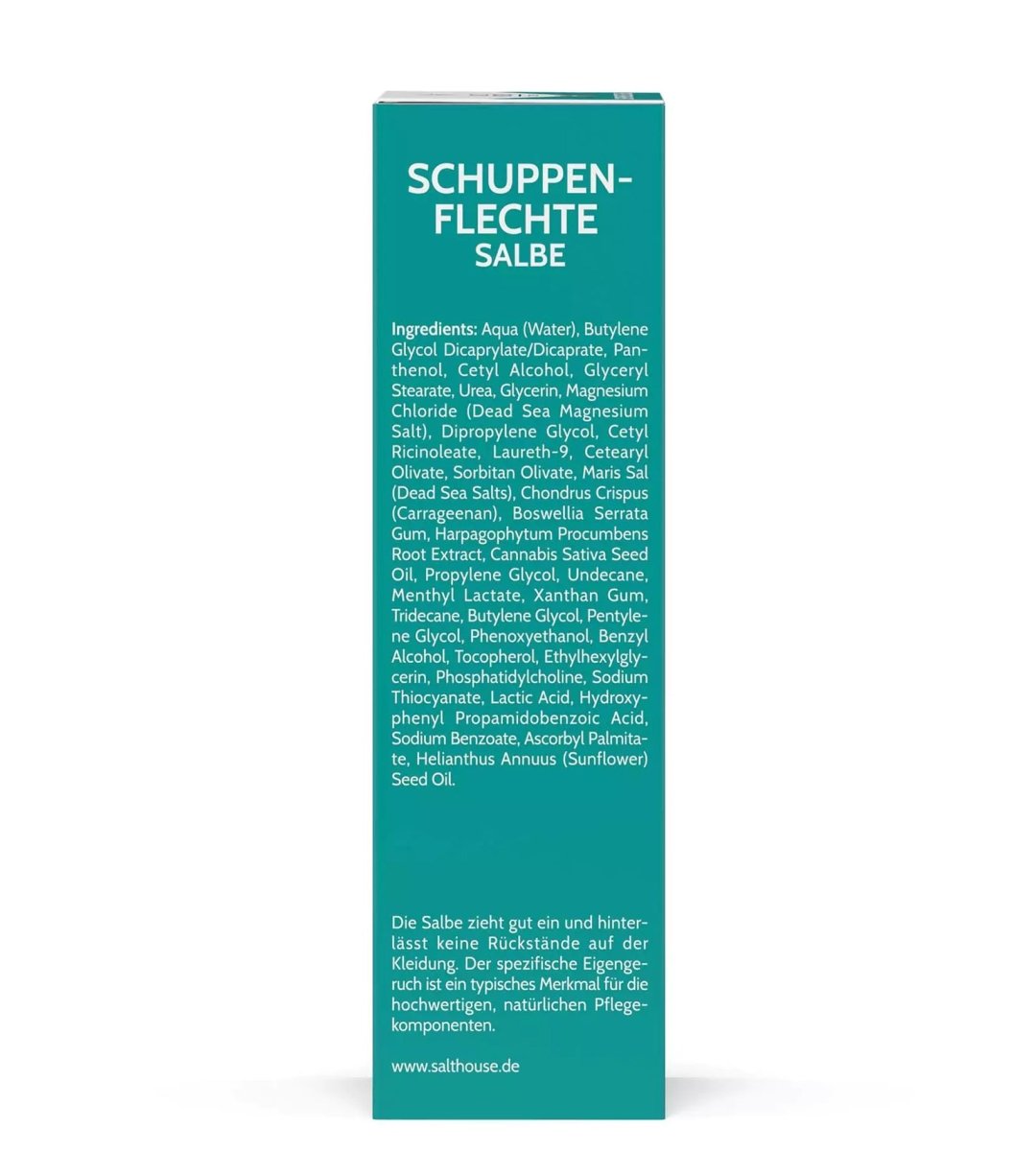 Salthouse TotesMeer Salz Therapie Schuppenflechte-Salbe Faltschachtel links