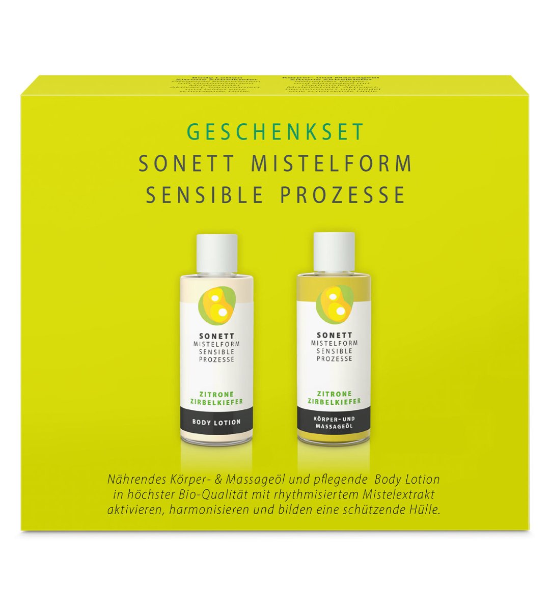 Sonett® | Körper- und Massageöl & Body Lotion | Zitrone Zirbelkiefer | Geschenkset | 2x 50ml
