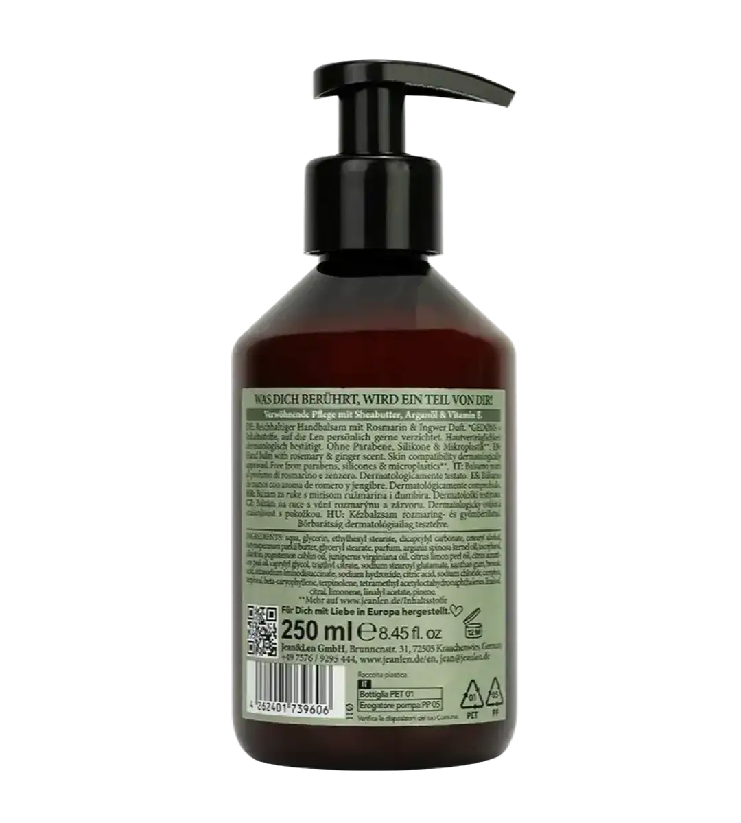 Jean & Len® | Hand Balm | Rosemary/Ginger | 250ml