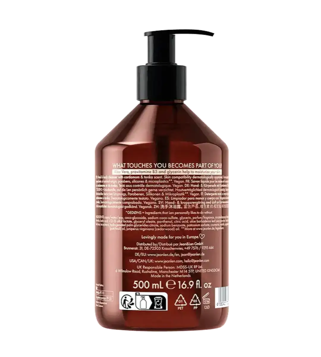 Jean & Len® | Hand & Body Cleanser | Cardamom/Tonka | 500ml