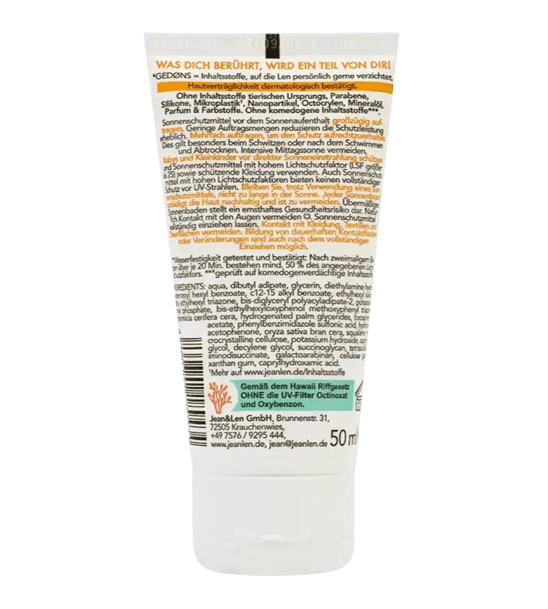 Jean & Len® | Sensitiv Sonnencreme | Gesicht LSF 50+ | 50ml