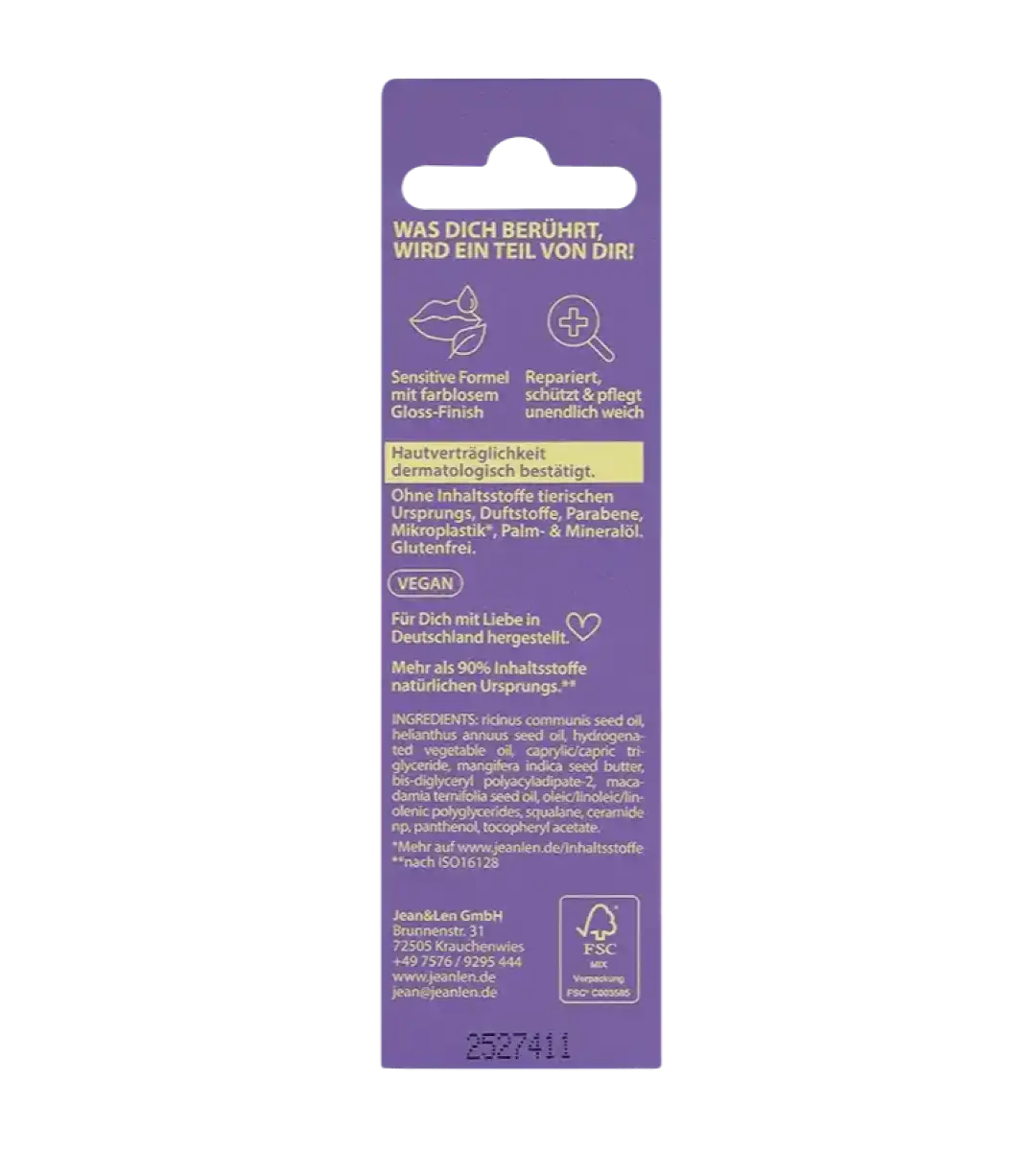 Jean & Len® | Lippenpflege | Sugar Clear | 10ml