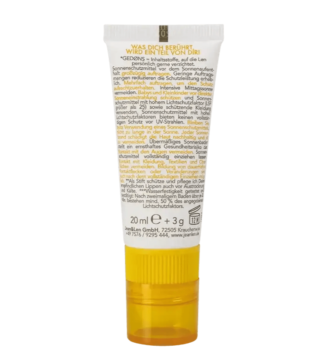 Jean & Len® | 2in1 Sonnenschutz für Lippen und Gesicht | LSF 50+ | 20ml + 3g