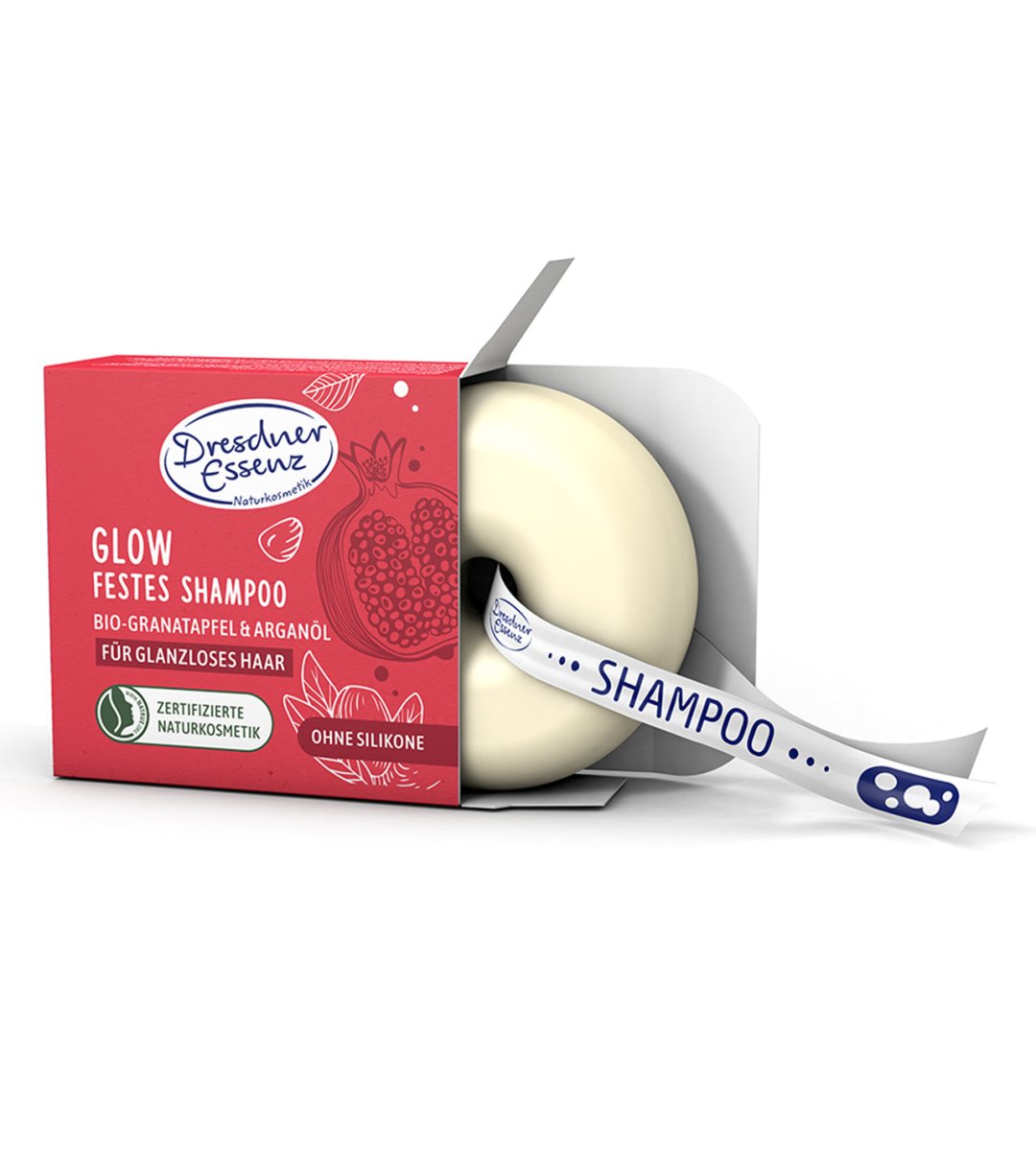 Dresdner Essenz® | GLOW | Festes Shampoo | Bio-Granatapfel & Arganöl | 65 g