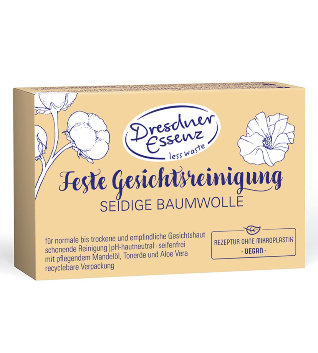 Dresdner Essenz® | Feste Gesichtsreinigung | Seidige Baumwolle | 65 g