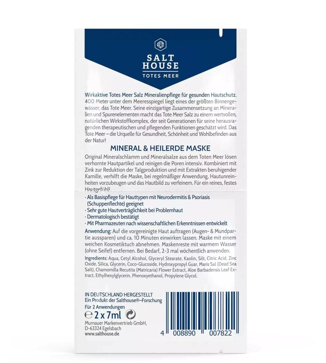 SALTHOUSE® Original Totes Meer Therapie | Mineral & Heilerde Maske | 2x 7 ml