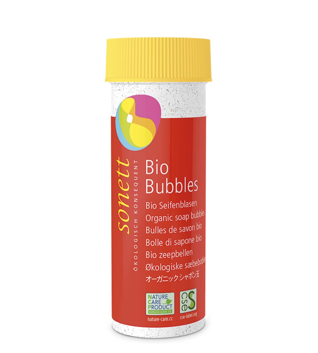 Sonett® | Bio-Bubbles, Seifenblasen | Döschen mit 3-fach Blasring | 45ml