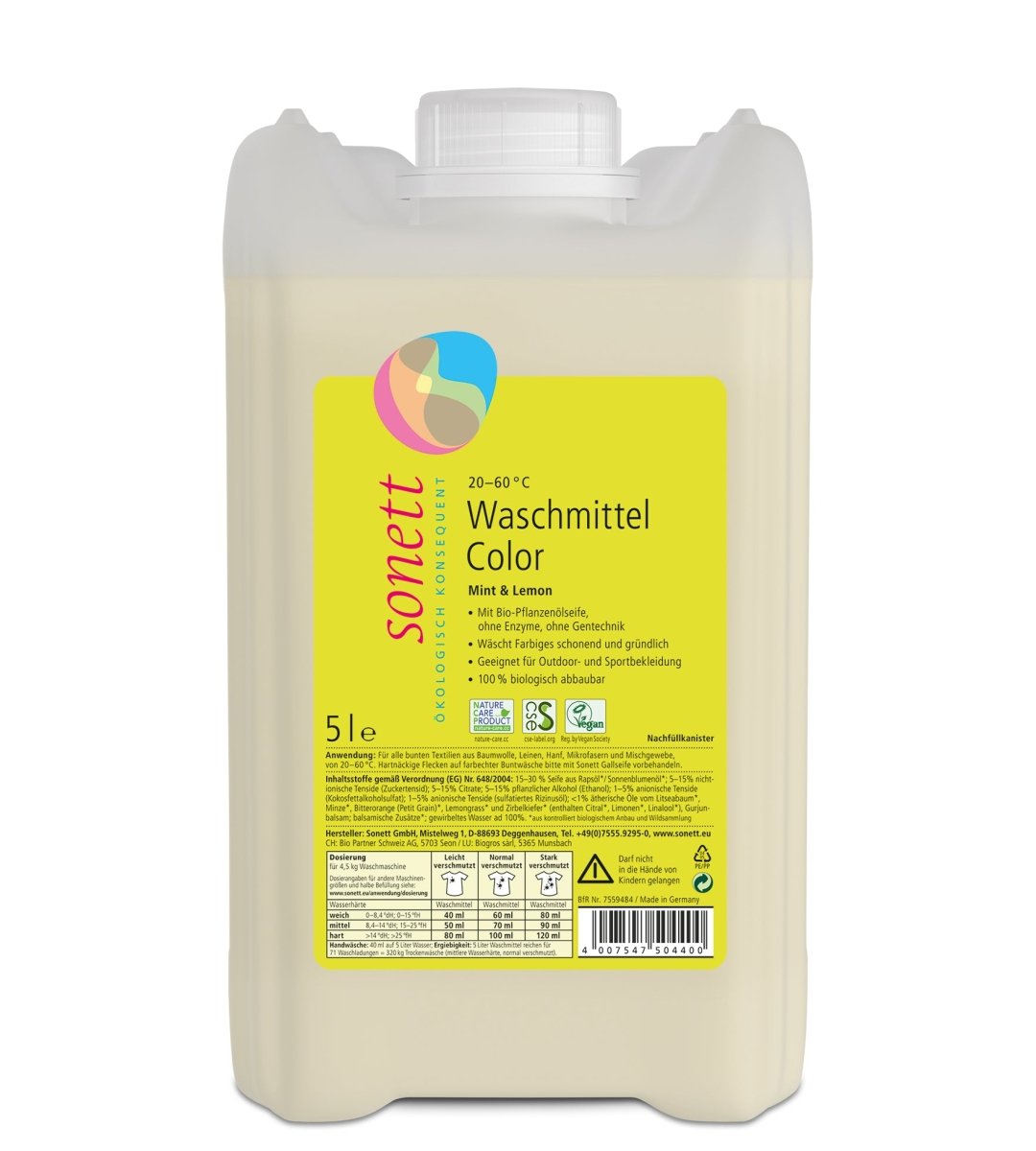 Sonett® | Waschmittel Color | flüssig | Mint & Lemon | 5l