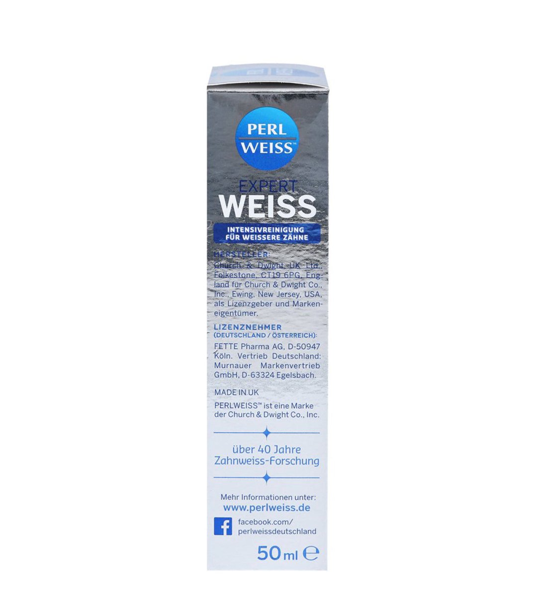 Perlweiss® | Expert Weiss Zahncreme | Bis zu 4 Stufen weissere Zähne in 3 Wochen | 50 ml